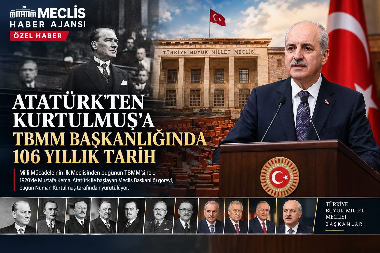 Atatürk’ten Kurtulmuş’a: TBMM Başkanlığında 106 yıllık tarih
