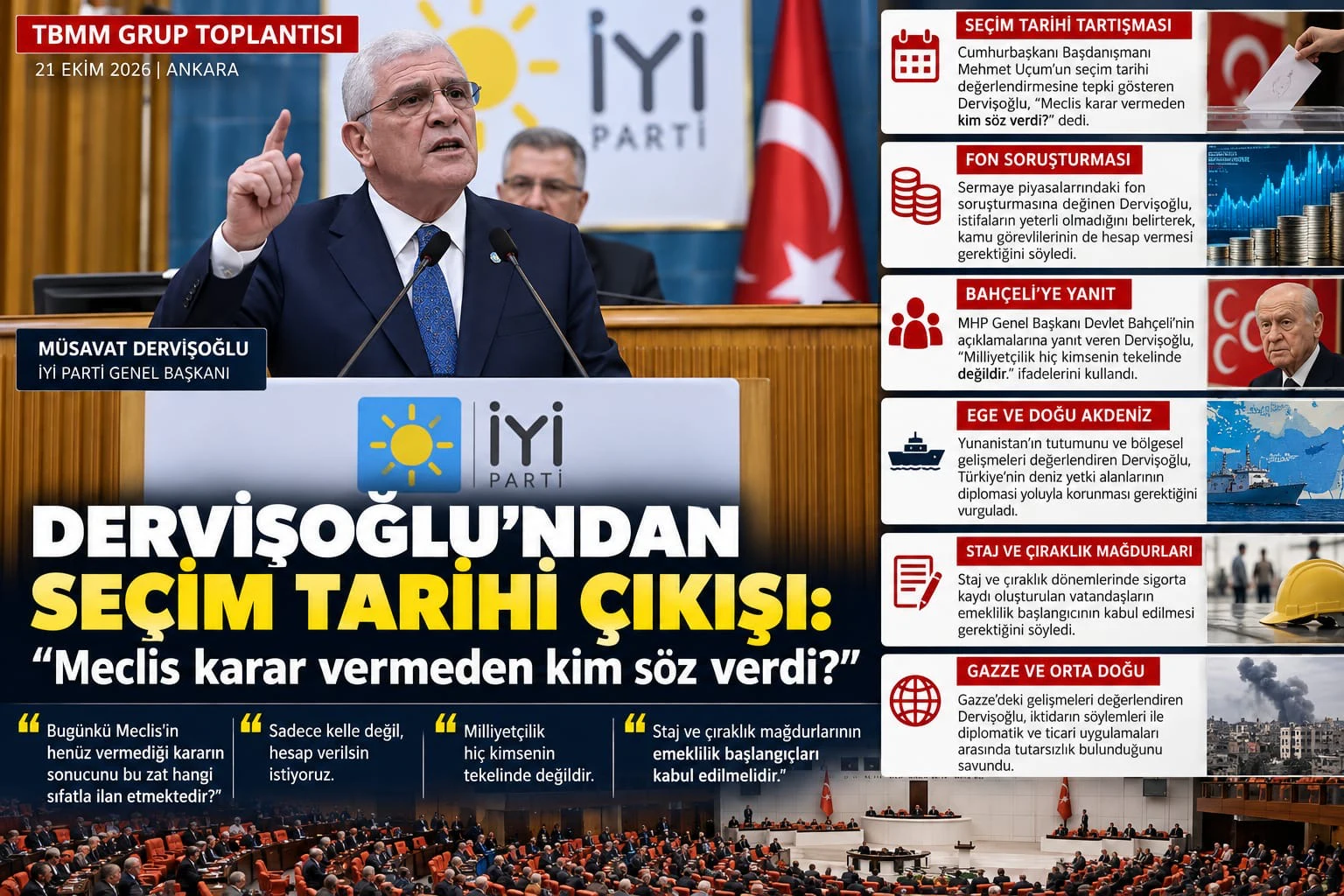 Dervişoğlu’ndan seçim tarihi çıkışı: “Meclis karar vermeden kim söz verdi?”