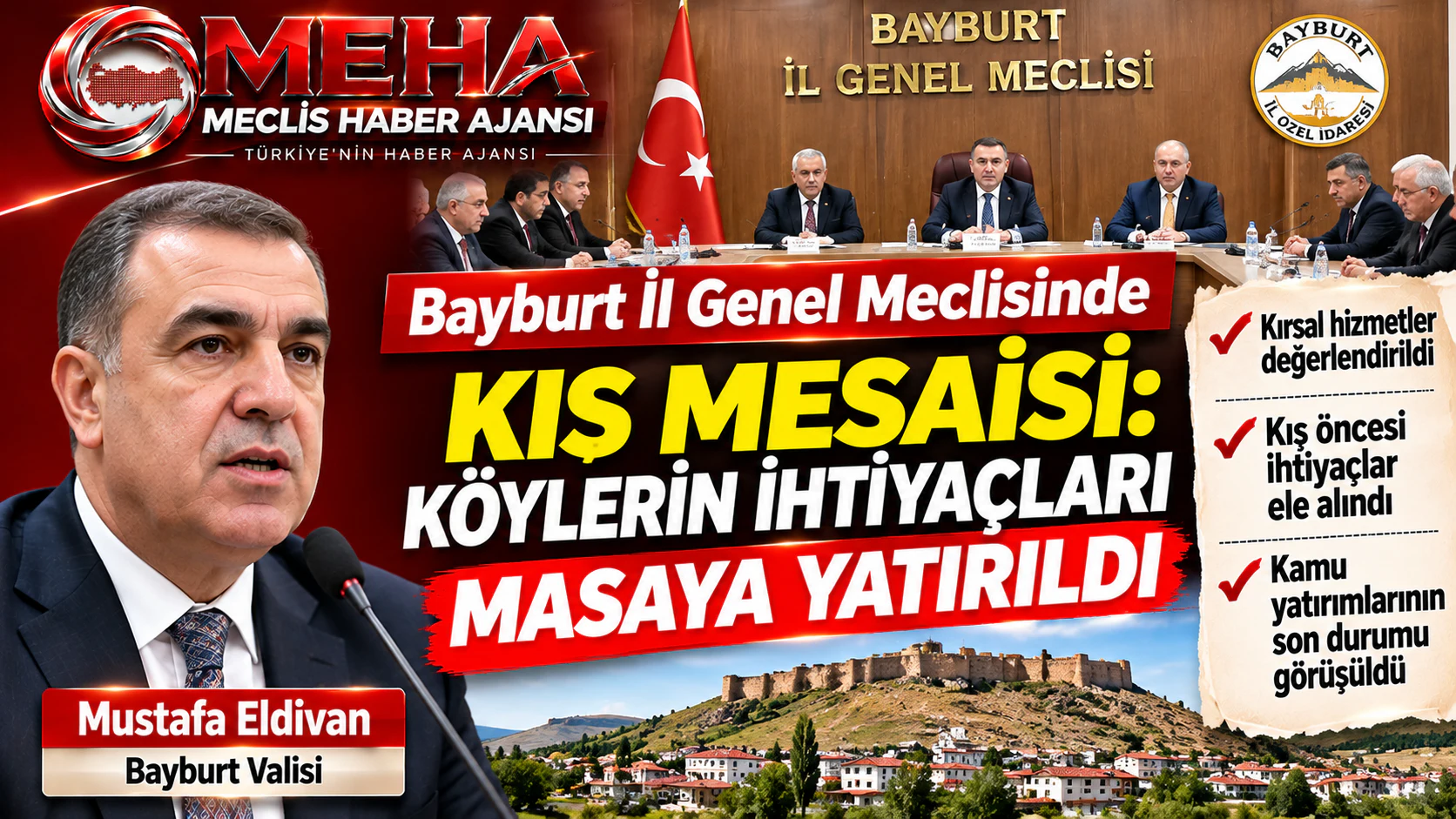Bayburt İl Genel Meclisinde kış mesaisi: Köylerin ihtiyaçları masaya yatırıldı